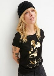 Bluza z nadrukiem Myszki Miki. Czarne bluzy bez kaptura damskie bonprix. Za 79.99 zł.