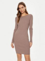 Guess Sukienka dzianinowa W5RK21 Z3L10 Beżowy Regular Fit. Brązowe sukienki damskie Guess, l, z aplikacjami, z dzianiny, bez kołnierzyka, bez ramiączek. Za 309.99 zł.