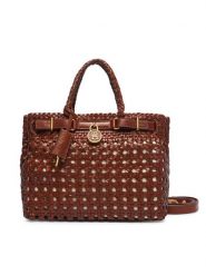 Tommy Hilfiger Torebka American Icon Mini Tote Braided AW0AW18734 Brązowy. Brązowe torebki klasyczne damskie Tommy Hilfiger, bez wzorów, ze skóry, bez dodatków. Za 1,299.00 zł.