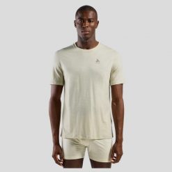 Koszulka męska ODLO Merino 160 BL Top - 100% wełna merino, krótki rękaw. Niebieskie t-shirty sportowe męskie Odlo, l, z materiału, bez ramiączek, na fitness i siłownię. Za 319.99 zł.
