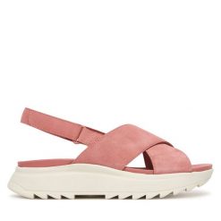 Sandały Clarks. Czerwone sandały damskie Clarks, bez wzorów, bez obcasa, na płaskiej podeszwie. Za 389.99 zł.