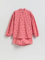 Dwuczęściowa piżama we wzory - intenstywna czerwień. Czerwone piżamy damskie Reserved, l, bez wzorów, z bawełny, bez ramiączek. Za 149.99 zł.