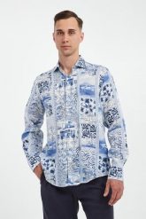 Koszula męska lniana ze wzorem PAUL&SHARK. Koszule męskie PAUL&SHARK, m, bez wzorów, bez kołnierzyka, bez ramiączek. Za 1,469.00 zł.