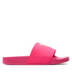Klapki Guess. Czerwone klapki damskie Guess, z aplikacjami, bez obcasa. Za 139.99 zł.