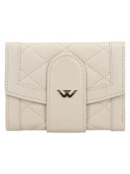 Wojas Skórzany portfel w kolorze beżowym - 12 x 9,7 x 2,5 cm rozmiar: onesize. Brązowe portfele damskie Wojas, bez wzorów, z materiału. Za 127.99 zł.