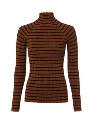 Marie Lund dzianinowa koszulka z długim rękawem Kobiety brązowy|czarny, M. Brązowe t-shirty damskie Marie Lund, m, bez wzorów, z dzianiny, bez kołnierzyka. Za 139.95 zł.