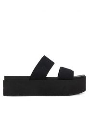 Calvin Klein Jeans Klapki Flatform Sandal Webbing In YW0YW01789 Czarny. Czarne klapki damskie Calvin Klein Jeans, bez wzorów, z jeansu, bez obcasa. Za 239.99 zł.