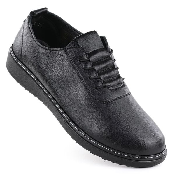 Półbuty damskie komfortowe czarne UNISOFT 5933. Czarne półbuty damskie Unisoft, bez wzorów, ze skóry ekologicznej, bez obcasa. Za 149.99 zł.