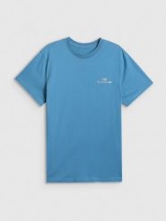 4F T-shirt loose z nadrukiem damski - granatowy L. Niebieskie t-shirty damskie 4f, l, bez wzorów, z bawełny, bez kołnierzyka. Za 69.99 zł.