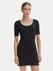 Calvin Klein Jeans Sukienka codzienna LV047F224G Czarny Slim Fit. Czarne sukienki damskie Calvin Klein Jeans, na co dzień, xl, bez wzorów, z bawełny, bez kołnierzyka, bez ramiączek, proste. Za 329.99 zł.