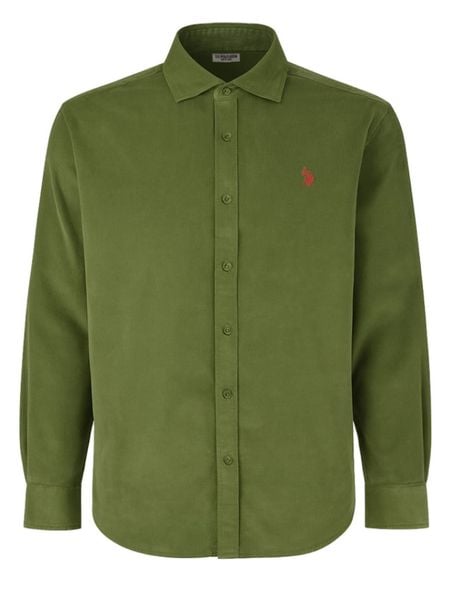 U.S. Polo Assn. Sztruksowa koszula - Regular fit - w kolorze oliwkowym rozmiar: XL. Brązowe koszule męskie U.S. Polo Assn., s, bez wzorów, z bawełny, bez kołnierzyka, bez ramiączek. Za 162.11 zł.