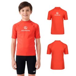 Koszulka dziecięca AQUASTIC Rimos UV 50 UPF sporty wodne do sportów wodnych. Brązowe koszulki dziewczęce AQUASTIC, s, bez wzorów, z elastanu, bez ramiączek. Za 44.99 zł.
