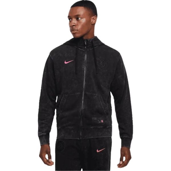 Męska Bluza Z Kapturem Chelsea FC Z Pełnym Zamkiem Błyskawicznym. Czarne bluzy z kapturem męskie Nike, m. Za 439.99 zł.