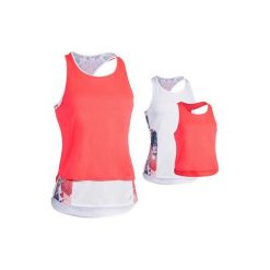 Top 3 w 1 kardio fitness 520 damski. Białe topy sportowe damskie DOMYOS, bez wzorów, z elastanu, bez ramiączek. Za 49.99 zł.