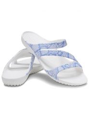 Crocs Klapki "Kadee II" w kolorze błękitno-białym rozmiar: 38/39. Białe klapki damskie Crocs, bez wzorów, bez obcasa. Za 149.31 zł.