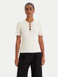 KARL LAGERFELD Bluzka B1W18014 Écru Slim Fit. Bluzki damskie Karl Lagerfeld, m, bez wzorów, z wiskozy, bez ramiączek. Za 779.99 zł.