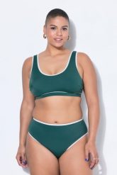 Damskie Figi od bikini lamówka wysoki stan efekt modelujący. Zielone bikini damskie Ulla Popken, bez wzorów, plus size. Za 91.99 zł.