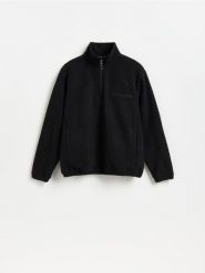 Polarowa bluza ze stójką - czarny. Czarne bluzy bez kaptura męskie Reserved, l, z polaru. Za 129.99 zł.
