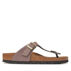 Japonki Birkenstock. Brązowe klapki damskie Birkenstock, bez wzorów, bez obcasa. Za 539.99 zł.