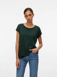 Vero Moda Koszulka w kolorze zielonym rozmiar: XS. Zielone bluzki damskie Vero Moda, xs, bez wzorów, z lyocellu, bez kołnierzyka, bez ramiączek. Za 48.39 zł.