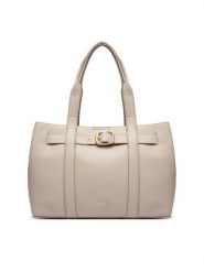 Calvin Klein Torebka Buckle Medium Tote LV04F3294G Écru. Torebki klasyczne damskie CALVIN KLEIN, bez wzorów, ze skóry, bez dodatków. Za 579.99 zł.
