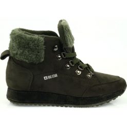Zielone Sportowe wygodne botki BIG STAR 274665. Zielone botki damskie Big Star, z polaru, retro, bez obcasa, bez zapięcia. W wyprzedaży za 189.00 zł.