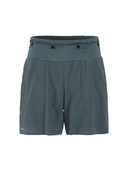Craft PRO Trail Shorts M – lekkie spodenki 2‑w‑1 z ripstopu z recyklingu – Norit. Szare szorty męskie Craft, z elastanu, bez kołnierzyka. Za 382.00 zł.