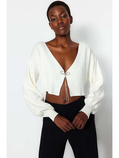 Trendyol Kardigan w kolorze białym rozmiar: S. Białe kardigany damskie Trendyol, s, bez wzorów. Za 81.45 zł.