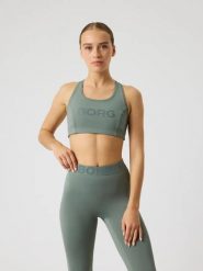 Bjorn_borg BORG MID SUPPORT SPORTS BRA — biustonosz sportowy – AGAVE GREEN. Zielone biustonosze sportowe damskie Björn Borg, bez wzorów. Za 270.50 zł.