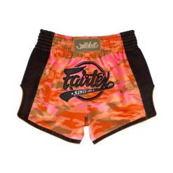 Spodenki Muay Thai Camo Fairtex BS1711 Pomarańczowe/Czarne S. Brązowe szorty męskie FAIRTEX, bez kołnierzyka. Za 279.00 zł.