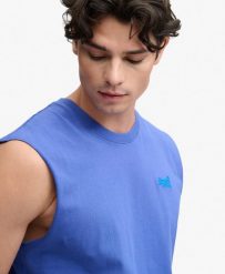 Superdry Bawełniany Top Organic Cotton Essential z Logo. Niebieskie topy sportowe damskie Superdry., s, bez wzorów, z bawełny, bez ramiączek. Za 107.80 zł.