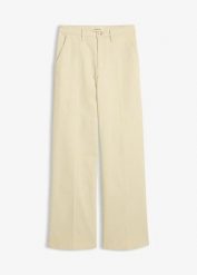 Spodnie z diagonalu, high waist. Brązowe spodnie materiałowe damskie bonprix, bez wzorów, z podwyższonym stanem. Za 134.99 zł.