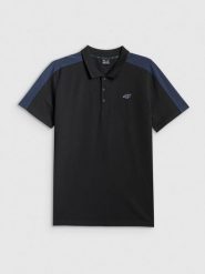 4F Koszulka polo regular męska - czarna XL. Czarne koszulki polo męskie 4f, m, bez wzorów, z bawełny, bez ramiączek. Za 89.99 zł.