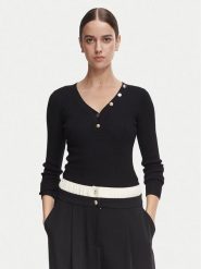 Morgan Bluzka 261-MBANBIN Czarny Slim Fit. Czarne bluzki damskie Morgan, s, bez wzorów, z wiskozy, bez ramiączek. Za 159.99 zł.