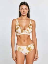 Góra od kostiumu kąpielowego w roślinny wzór perłowy Morra 103. Białe bikini damskie Big Star, bez wzorów. Za 99.99 zł.