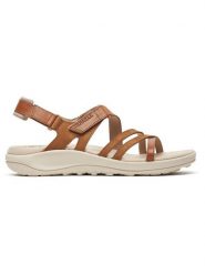 Merrell Skórzane sandały "Harbor Backstrap" w kolorze jasnobrązowym rozmiar: 40. Brązowe sandały damskie MERRELL, bez wzorów, bez obcasa. Za 184.89 zł.
