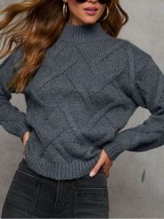 Milan Kiss Sweter w kolorze antracytowym rozmiar: L. Czarne golfy damskie Milan Kiss, l, bez wzorów, ze splotem, bez ramiączek. Za 173.99 zł.