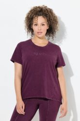 Damskie Koszulka styl vintage klasyczna okrągły dekolt krótki rękaw. Czerwone bluzki sportowe damskie Ulla Popken, plus size, z bawełny, bez kołnierzyka, bez ramiączek. Za 199.99 zł.