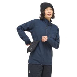 Damska kurtka turystyczna Haglöfs Rosson Mid. Niebieskie kurtki damskie Haglöfs, bez wzorów, bez kaptura. W wyprzedaży za 448.80 zł.