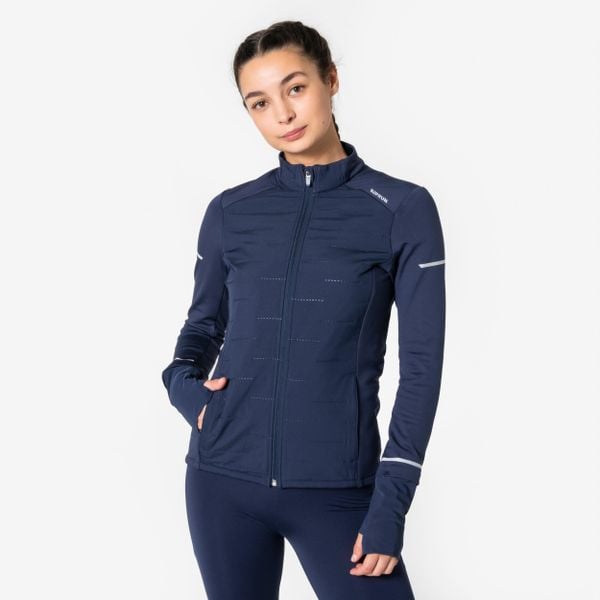 Bluza do biegania damska Kiprun Run Flow Warm ocieplana. Niebieskie bluzy z kapturem damskie KIPRUN, na zimę, l, z materiału. Za 199.99 zł.