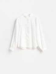 Koszula z lyocellem - biały. Białe koszule damskie Reserved, l, bez wzorów, z lyocellu, bez kołnierzyka, bez ramiączek. Za 139.99 zł.