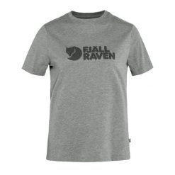 Koszulka trekkingowa damska Fjällräven Logo. Szare bluzki damskie Fjällräven, s, bez wzorów, bez kołnierzyka. Za 209.99 zł.