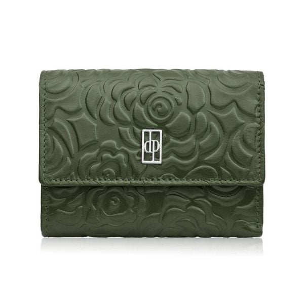 Portfel damski skórzany zielony w orientacji poziomej RFID Paolo Peruzzi AL-15-GB. Zielone portfele damskie Paolo Peruzzi, z aplikacjami, ze skóry. Za 79.00 zł.