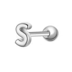 Glanzstücke München Piercing Litera S ze srebra próby 925 w kolorze srebrnym Kolczyki 1 ct Damski. Szare kolczyki damskie Glanzstücke München, srebrne. Za 110.49 zł.