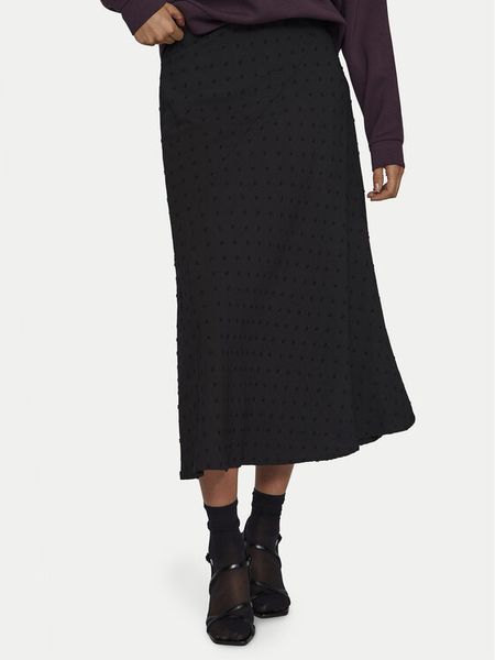 Vila Spódnica trapezowa Brietta 14102584 Czarny Regular Fit. Czarne spódniczki damskie Vila, bez wzorów, z syntetyku, trapezowe. Za 79.99 zł.