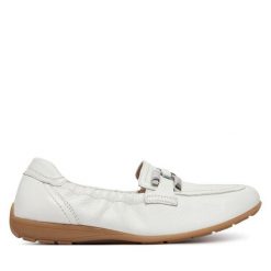 Półbuty Caprice. Białe półbuty damskie Caprice, bez wzorów, bez obcasa, na płaskiej podeszwie. Za 439.99 zł.