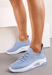 Niebieskie Wsuwane Buty Sportowe z Elastyczną Cholewką i Ozdobną Wstawką na Podeszwie Moonsara. Niebieskie obuwie treningowe damskie Born2be, na fitness i siłownię. Za 44.99 zł.