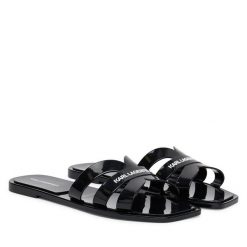 Klapki KARL LAGERFELD. Czarne klapki damskie Karl Lagerfeld, bez wzorów, bez obcasa. Za 339.99 zł.