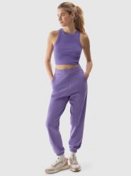4F Spodnie dresowe joggery damskie - fioletowe XXL. Fioletowe spodnie dresowe damskie 4f, l, bez wzorów, z bawełny. W wyprzedaży za 79.99 zł.