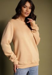 Ciemnobeżowa Bluza z Bawełną i Ściągaczami przy Rękawach Ravemi. Brązowe bluzy bez kaptura damskie Renee, l, z bawełny. Za 34.99 zł.